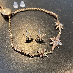 Michael Kors Gold Star Bracelet and Earrings